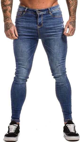 

men's jeans icclek 2021 fall casual slim denim trousers mens black skinny stacked, Blue