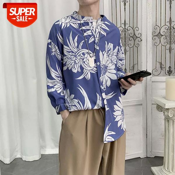 

2020 summer men's short-sleeved flower printed hawaiian shirt fashionable silky camisa masculina fashion shirts large size -3xl #a06t, White;black