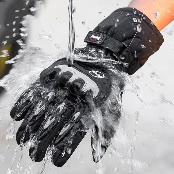 

cycling gloves motorcycle winter warm waterproof glove outdoor sport ski skate motorbiker motocross racing riding bike, Black
