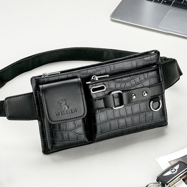 

autumn men's fashion small outdoor travel messenger chest pu waterproof waist bag