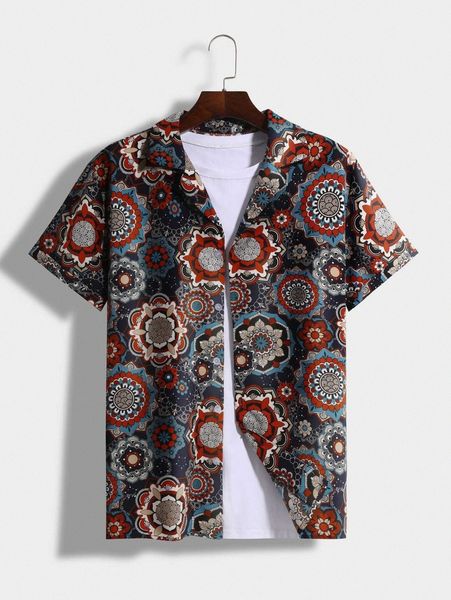 

men random mandala print shirt without tee g0yk#, White;black