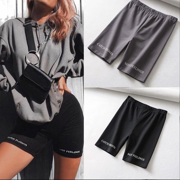 

high waist fashionshorts biker womens shorts fitness polyester korean casual cotton black athleisure cycling, White;black