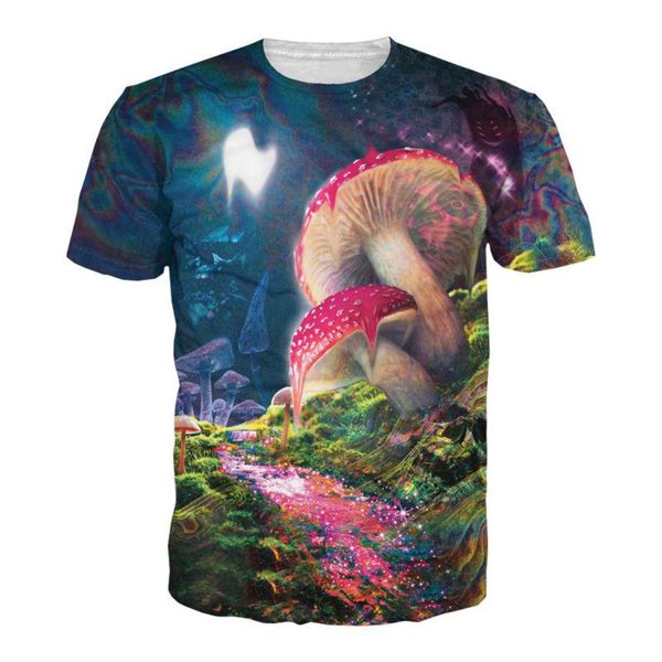 

plus size 6xl bad trip t-shirt vision of a melting mushroom tees men/women 3d print fashion colorful t shirt, White;black