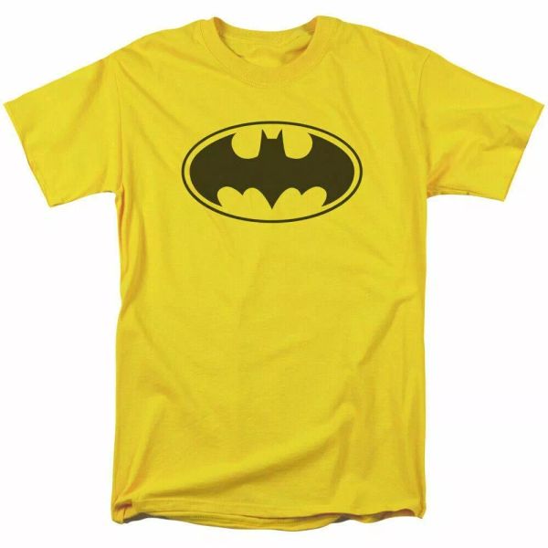 

dc batman black bat t shirt mens licensed dc comics tee yellow, White;black