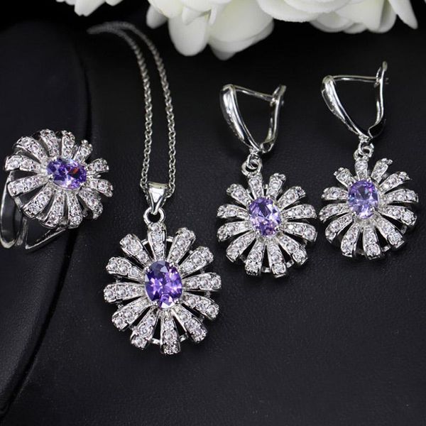 

earrings & necklace zlxgirl romantic women bridal jewelry cz zirconia wedding sets for brides silver-color