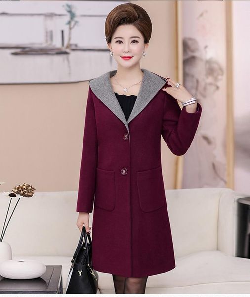 

women's wool & blends woman fall plus size cotton full solid long single breasted straight outerwear female winter oversized thick warm, Black