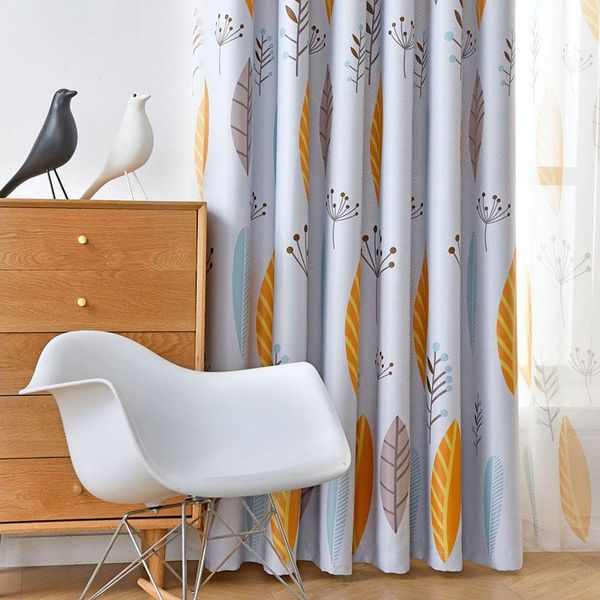 

curtain & drapes blackout cloth curtains for living room luxury leaf printing bedroom window thick kitchen drape door