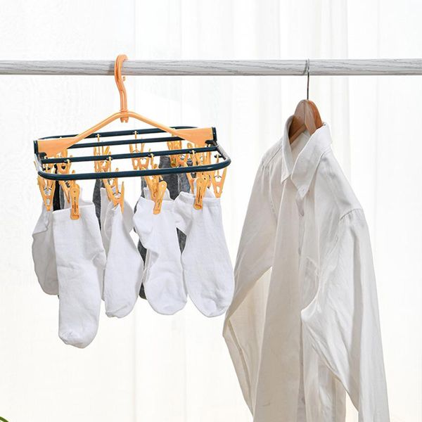 

hangers & racks multi clip hanger plastic foldable household windproof socks underwear magic multi-port support for clothes home