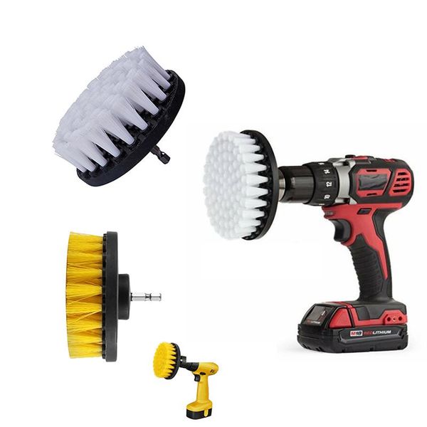 

1pc 4" white yellow plasstic soft drill brush attachment for cleaning carpet leather and upholstery sofa wooden furniture