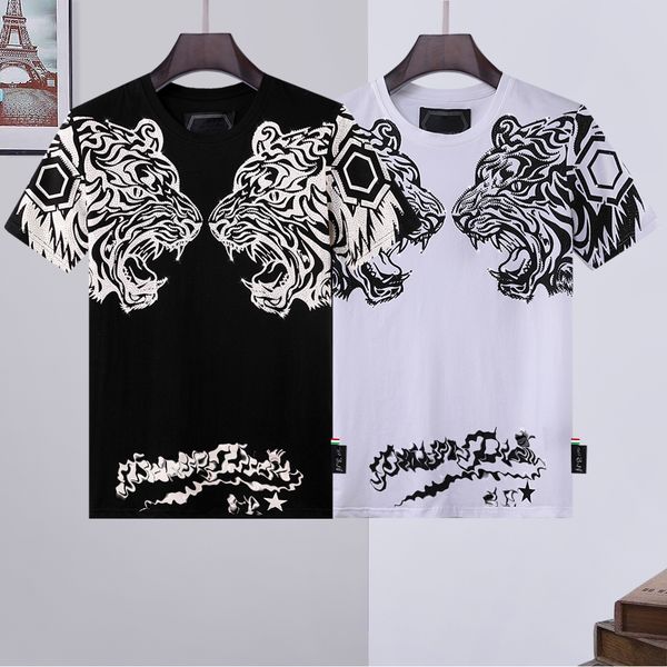 Tasarımcı T-shirt Tiger Erkek Kafatası Elmas Tişörtleri Kısa Kollu Marka İlkbahar Yaz Yüksek O boyun Kalite Erkek Giysileri