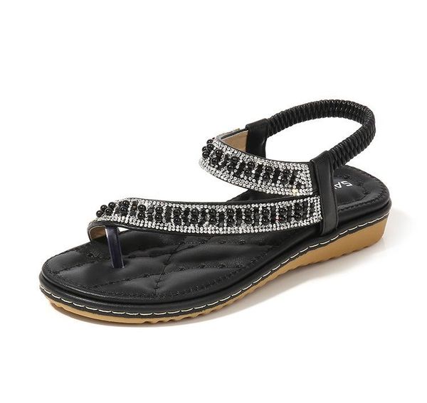 

summer women sandals bohemia style wedges shoes design fashion round toe ladies woman zapatos de mujer plus size, Black