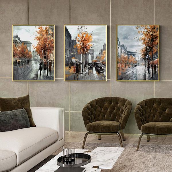 

paintings landscape wall printed painting paris street canvas art on the abstract poster pictures for living room home decor