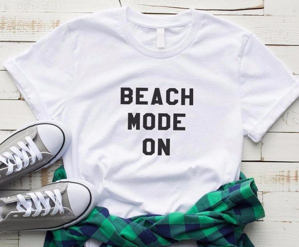 

beach mode on print cotton women t shirts casual funny yong girl tee hipster drop ship s 240, White