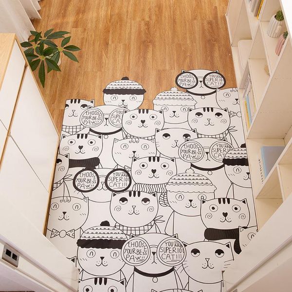 

carpets cute animals door mat carpet cartoon pattern pu leather household welcome entrance mats non-slip oil-proof floor
