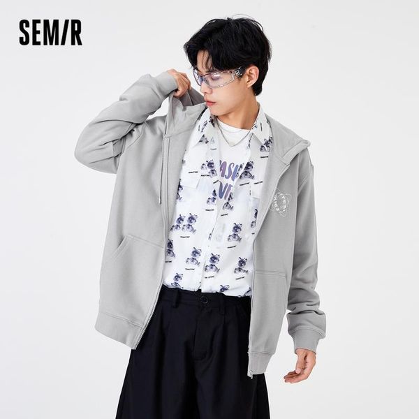

men's jackets semir coat men sports jacket 2021 autumn man hooded knitted cardigan all-match gray clothes trend, Black;brown