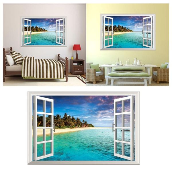 

fake window sea wallpaper wall decals removable background poster wallpapers