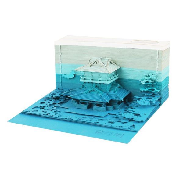 

party favor 160pcs tibetan scripture pavilion 3d memo pad building message sticker scrapbooking students school office label stationery