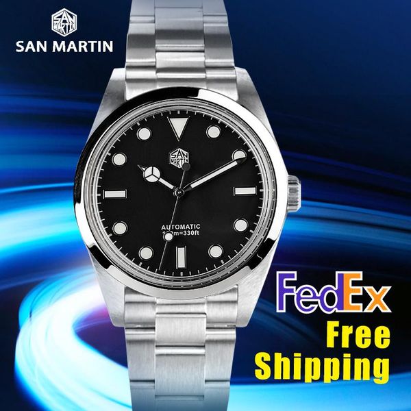 

wristwatches 2021 san martin explorer 36mm diver watch men sapphire nh35 automatic mechanical watches 10bar blue luminous, Slivery;brown