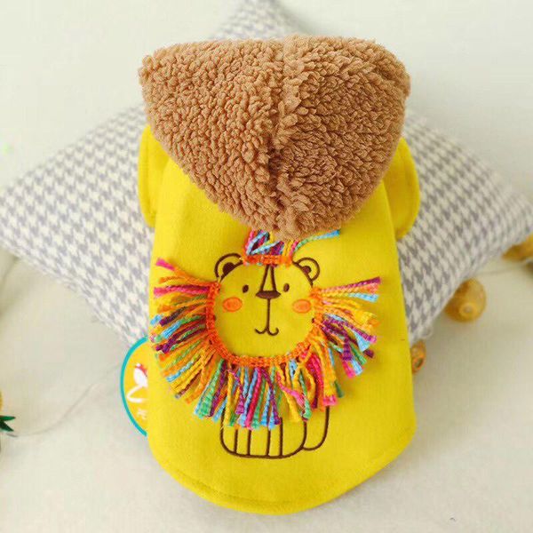 

dog apparel autumn winter hoodie coat cute yellow lion cat leisure jacket clothes warm cartoon costume for yorkshire teddy puppy