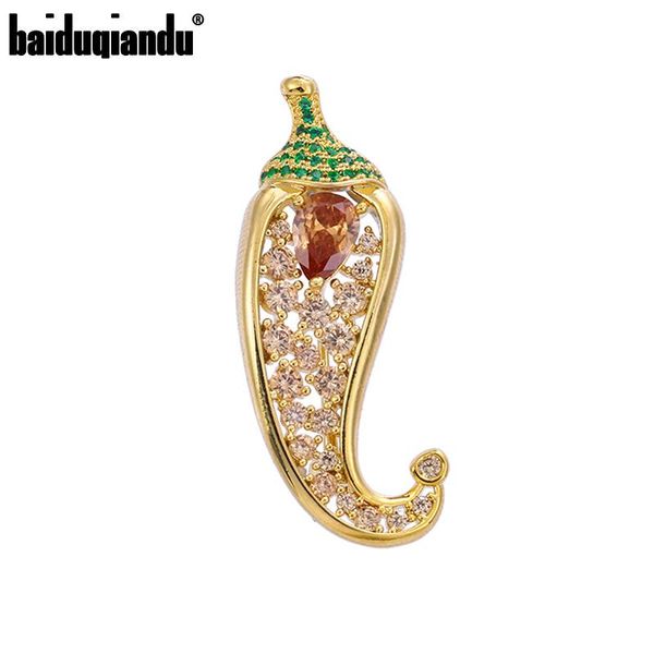 

pins, brooches baiduqiandu arrival cz cubic zircon pepper pins for women men chili brooch luxury deco jewelry gifts, Gray