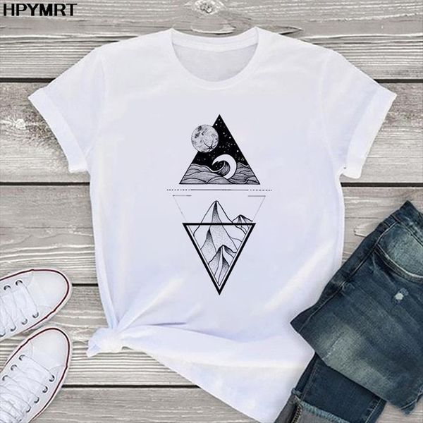 

summer aesthetic art graphics vintage womens harajuku short sleeve femme clothes fashion tee female, White