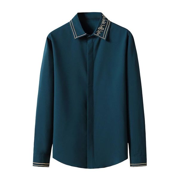 

men's casual shirts mens long sleeve embroidery shirt men slim fit button down dress party wedding tuxedo male chemise homme xxl, White;black