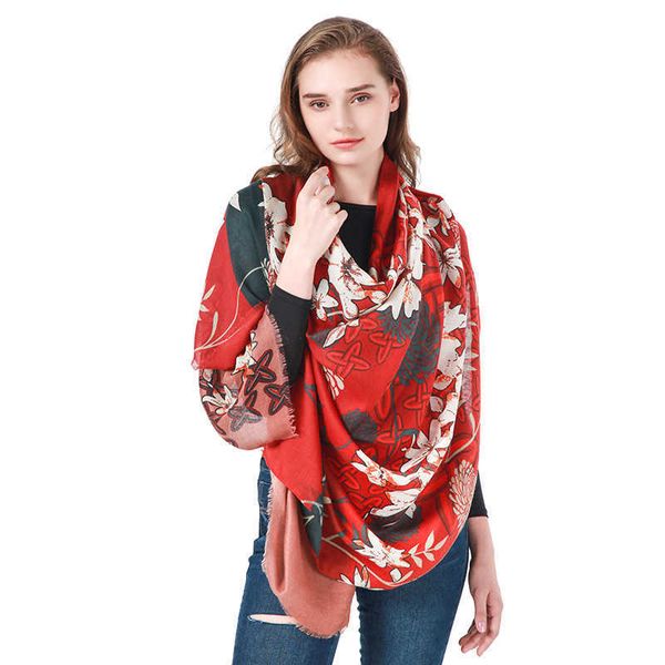 

21 new retro satin flower printed women's scarf, european and american versatile shawl and headscarf q0828, Blue;gray