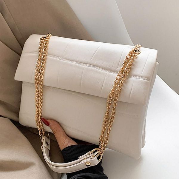

evening bags women bag classic metal chain flap crossbody for solid color pu leather messenger vintage single shoulder purse