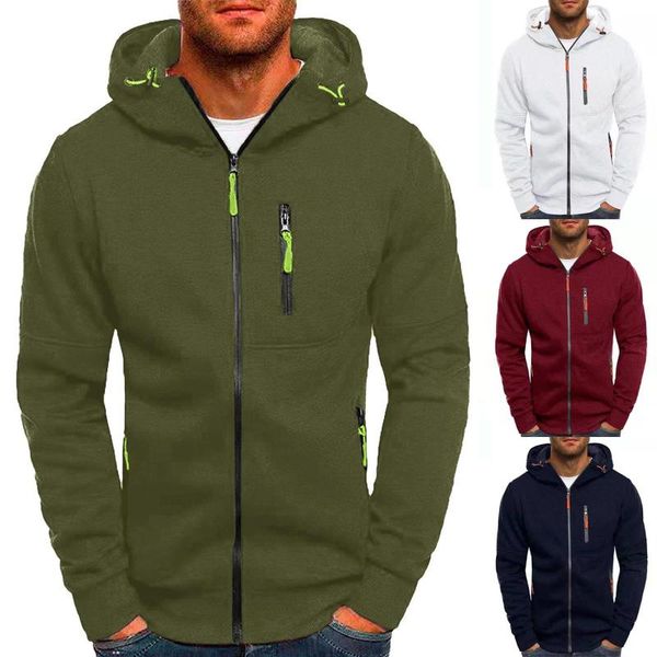 

men's hoodies & sweatshirts sweatershirts zipper coat autumn winter long sleeve hooded plus size tracksuit drawstring pocket, Black