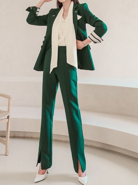 

women's two piece pants zawfl 2021 first necklace double breasted women's tight large high waist suit and pocket straight set two-, White