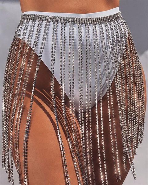 

other waist hip body chain jewelry rhinestone tassel metal for women night club beach accessory punk 2021, Slivery;golden