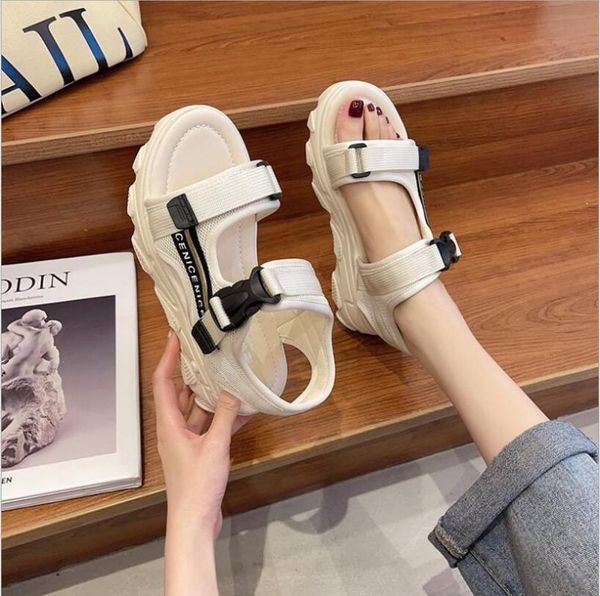 

platform sandals woman 2021 summer fashion casual wedge women outdoor sports beach white black ins tide shoe