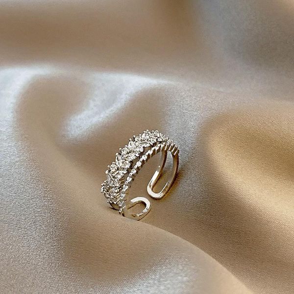 

wedding rings fashion jewelry retro micro inlaid zircon women's design double layer finger women ring for, Slivery;golden