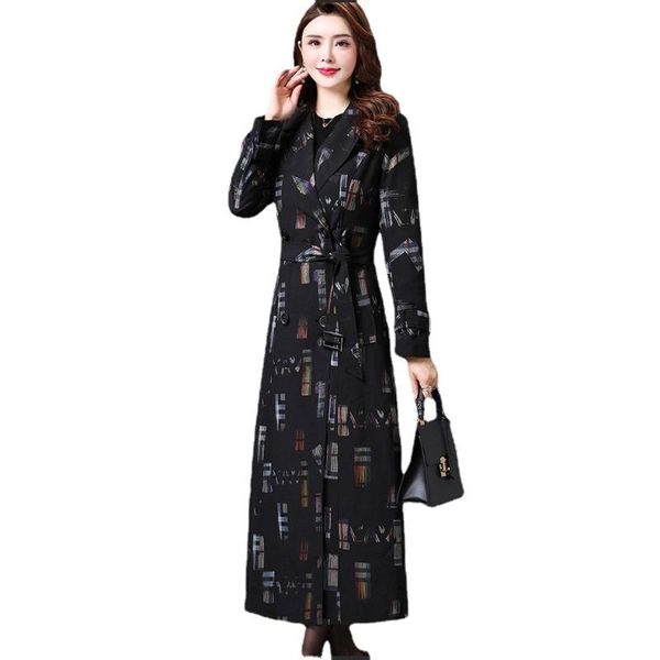 

women's wool & blends windbreaker mid-length 2021 autumn and winter long style high-end atmospheric fashion casual jacket, Black