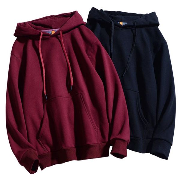 

men's hoodies & sweatshirts 100% cotton fleece sweatshirt men women fall winter thick male female oversized hodded quilted clothing 2, Black
