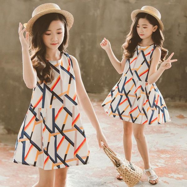 

girl's dresses girls dress summer 2021 sleeveless girl for party wedding kids children dressing gown vestido clothes 6 8 10 12 14 years, Red;yellow