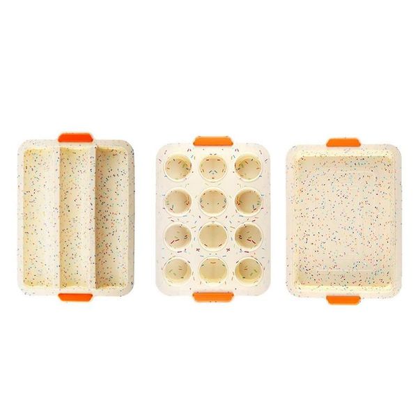 

other bakeware 3 pcs silicone baking mold 2-color cake toast french bread non-stick pan