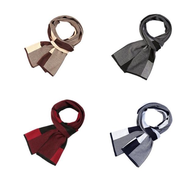

scarves men's autumn and winter scarf plaid imitation cashmere warm thick collar business, Blue;gray