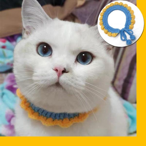 

cat costumes collar dog scarf sunflower cute handmade crocheted bib small british short american po accessories