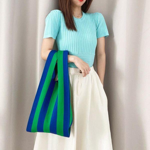 

evening bags simple fashion wool knitted handle bag women's shopping portable tote shoulder