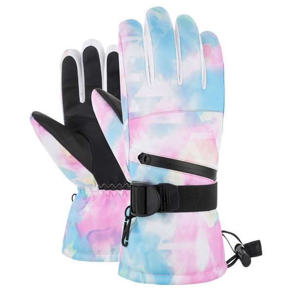 Профессиональные розовые лыжные перчатки Сенсорный экран Флис зимний теплый сноуборд Glovess сверхлегкий водонепроницаемый мотоцикл термальная снежная перчатка