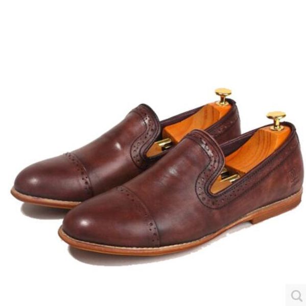 

dress shoes slip on man 2021 borgues oxfords derby genuine leather lazy person runway blue brown wedding, Black