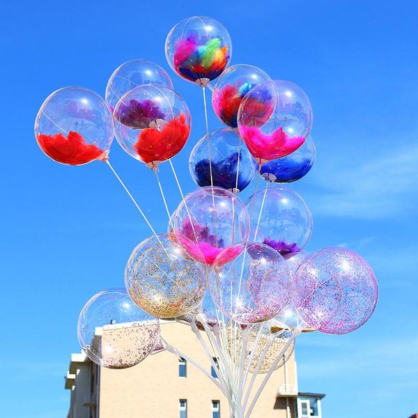 

party decoration 100pcs/pack 20g pink black red colorful nature feather balloon accessories wedding birthday clear bubble decor supplies