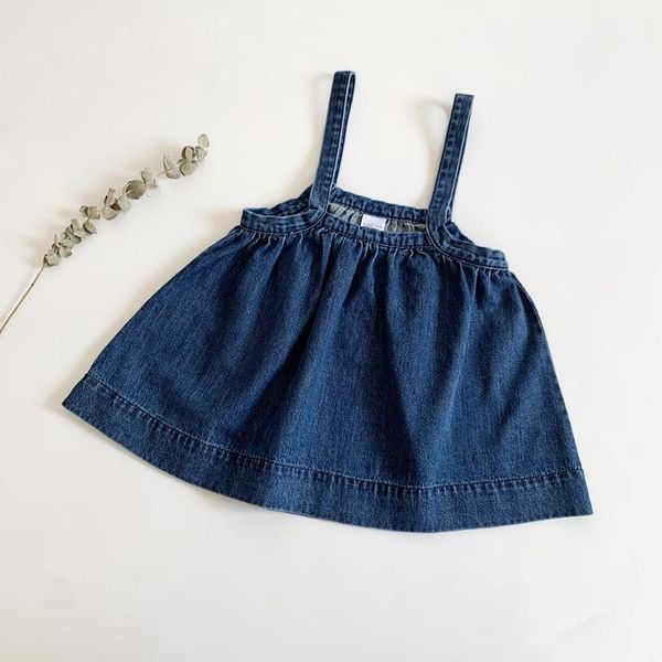 

girl's dresses casual girls denim dress summer strap kids for clothing toddler boho children beach playing clothes, Red;yellow
