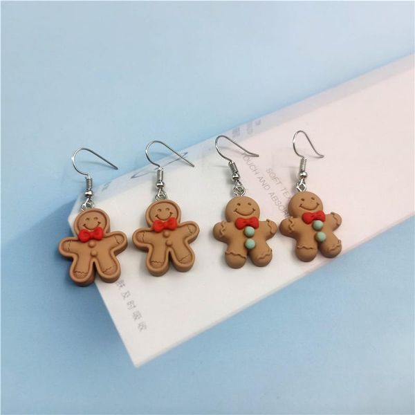 

dangle & chandelier 1pair european the gingerbread man drop earrings for women girl cute christmas earring jewelry student gift ec352, Silver