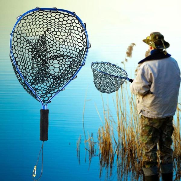 

fishing accessories aluminum 50x30x2cm landing nets catch release net fish saver mesh for trout kayak boating tools