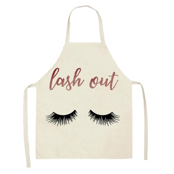 

aprons nordic style eyelashes printed kitchen cooking apron linen for women baking barista bibs pinafore home cleaning tools