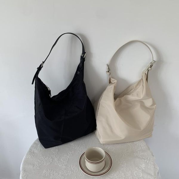 

evening bags nylon shoulder bag large capacity handbag shopping bucket pure color simple art