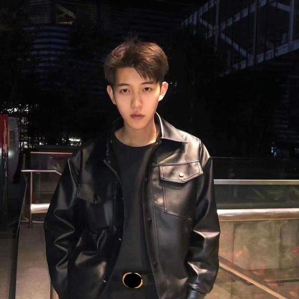

men's jackets tactical leather jacket men high street 2021 korean trend loose short pu bomber punk handsome motorcycle coat, Black;brown
