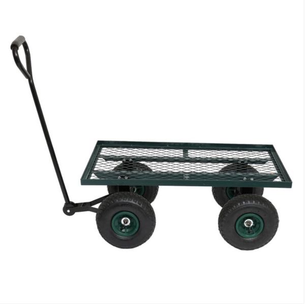 

2022 watering equipments 86*46*97cm iron wood four wheel square garden wagon green